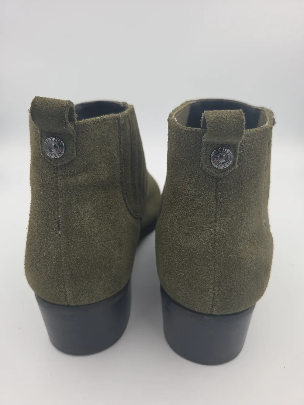 NYDJ Olive Green Suede Pointed Toe Ankle Booties Size 7.5